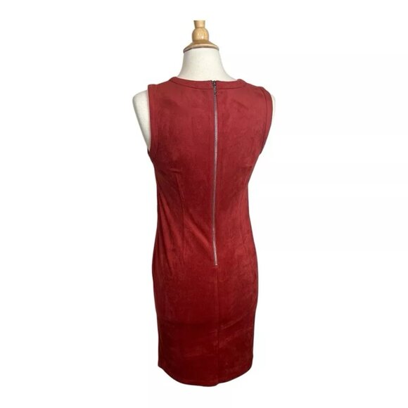 Spense Dress 6 Faux Suede Studded Sleeveless Rust Burnt Orange Stretch - Picture 2 of 8